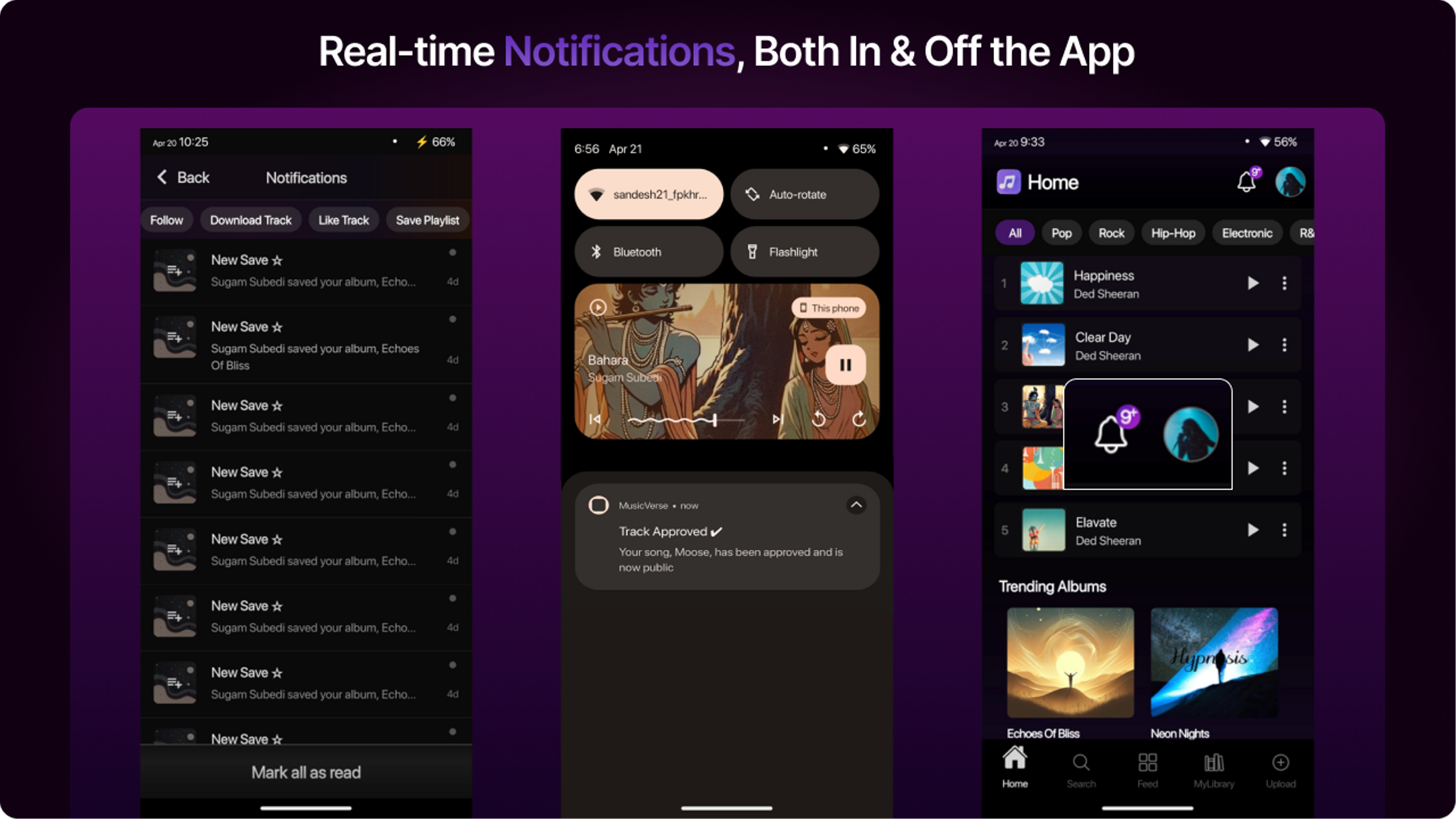 MusicVerse App - Real-time Notifications