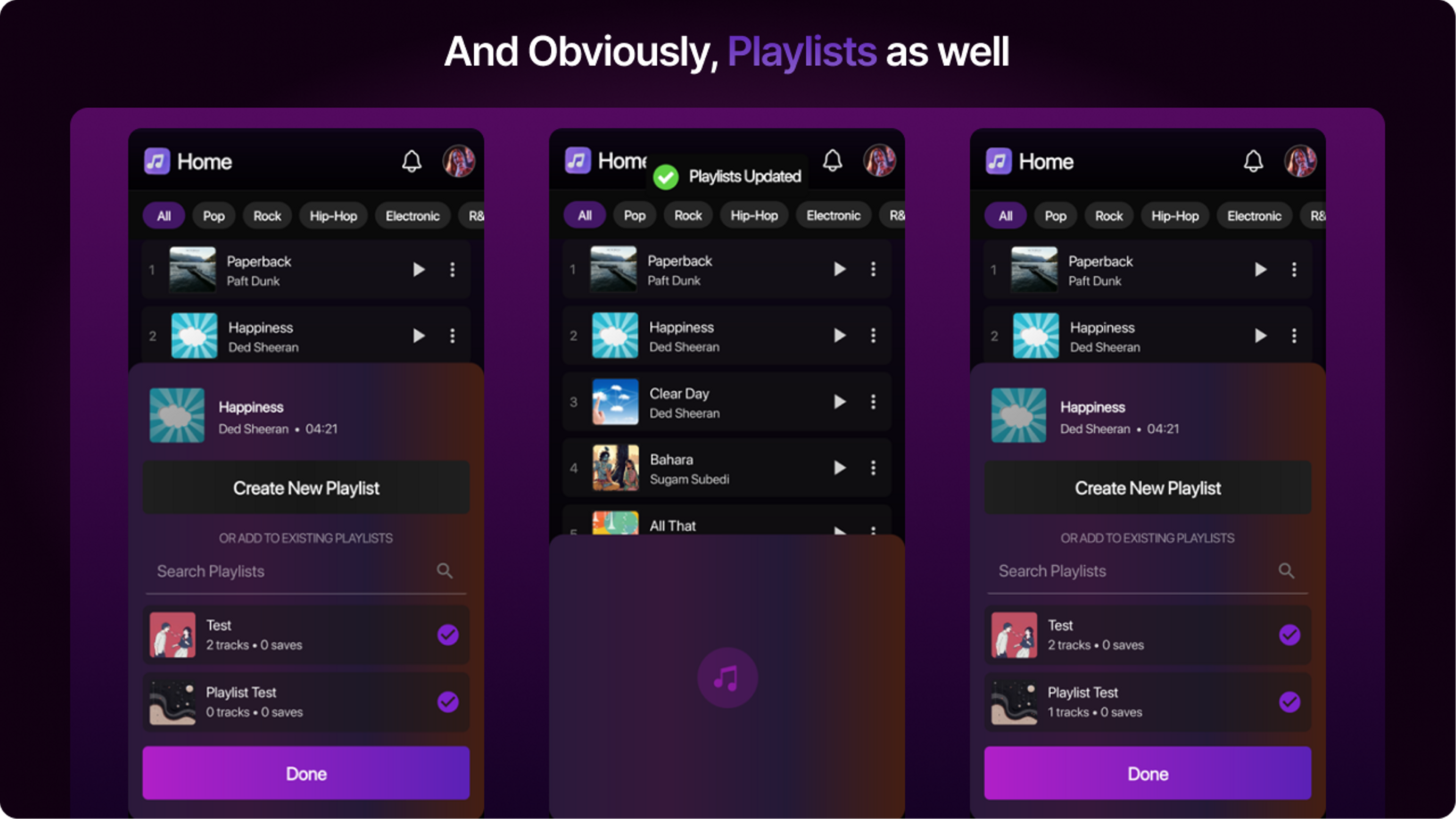 MusicVerse App - Playlists