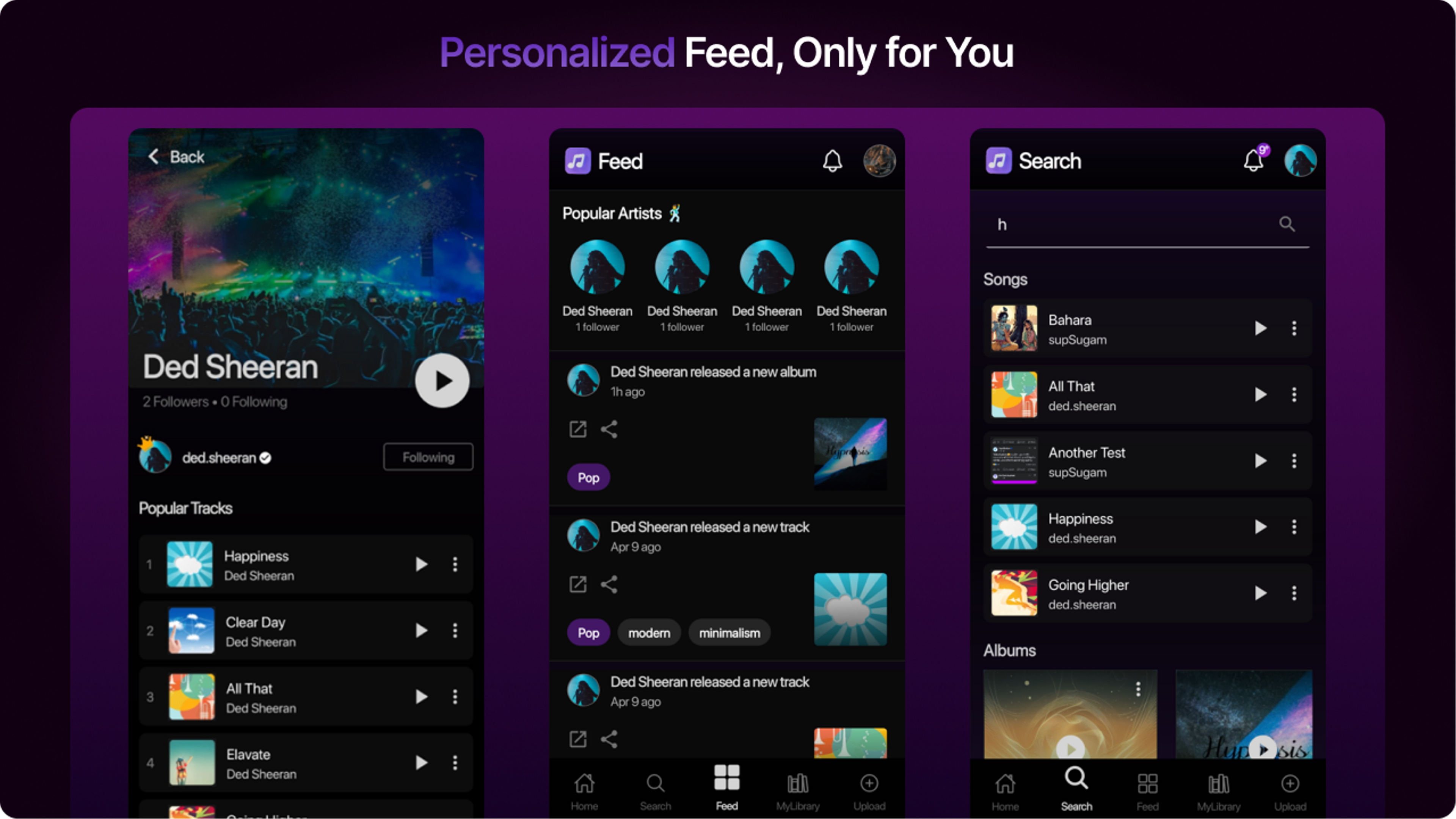 MusicVerse App - Personalized Feed